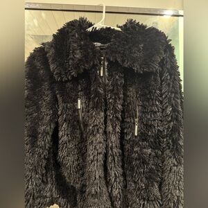 KENSIE - black faux fur jacket | fall fur coat